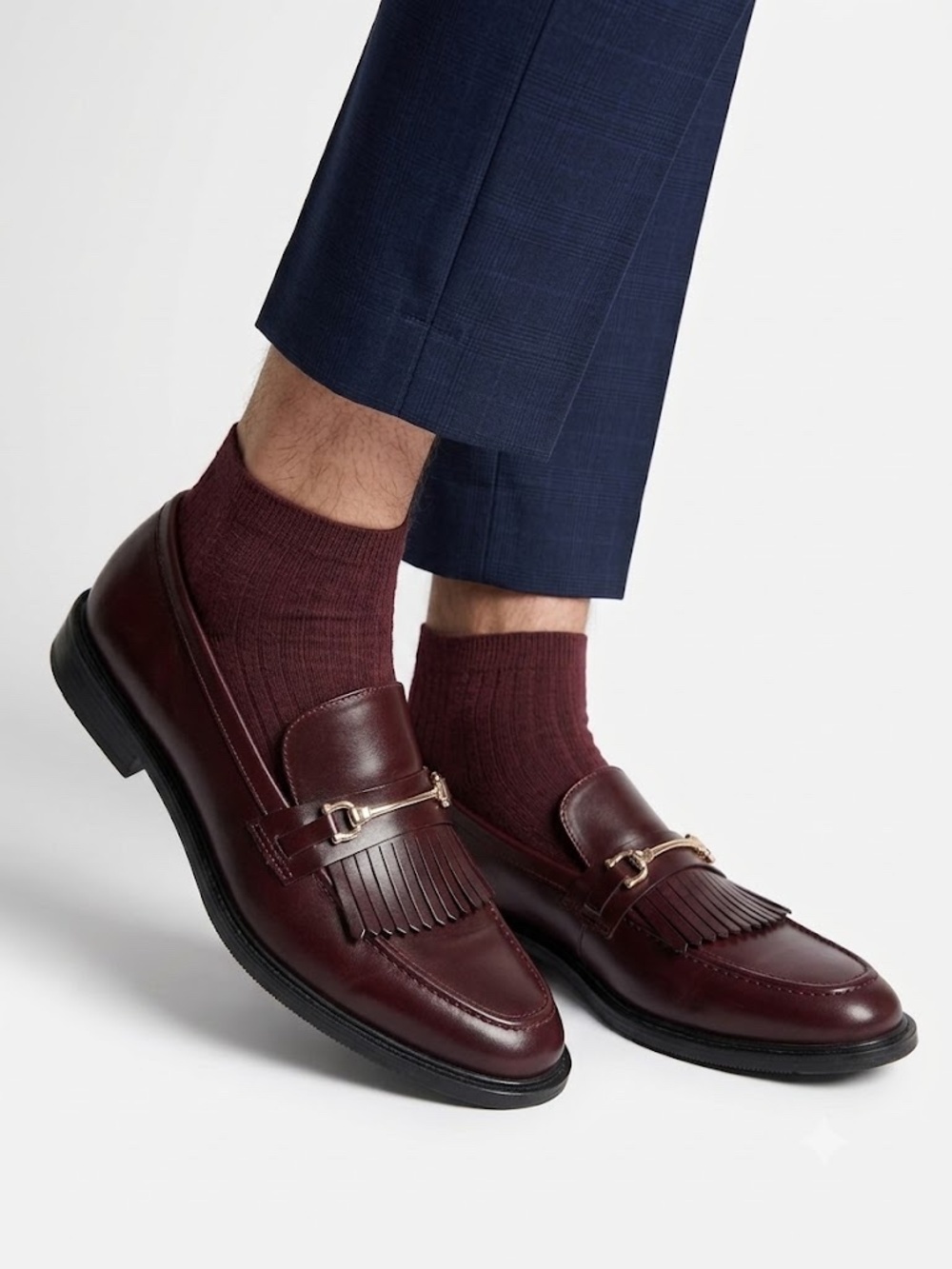 ZARA Burgundy Faux Leather Tassel Bit Loafers - Size EU 41